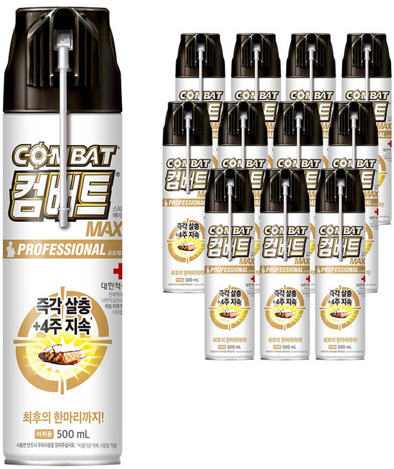 컴배트 프로페셔널 맥스 바퀴 에어로솔, 500ml, 12개