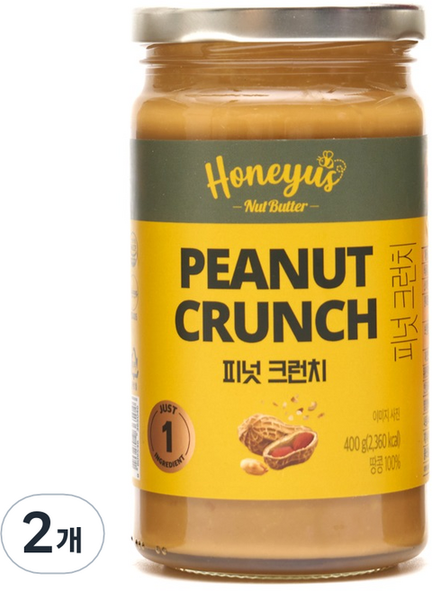 허니어스 넛버터 피넛크런치, 400g, 2개