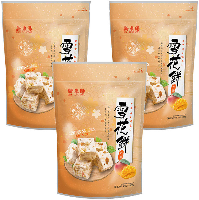新東陽 雪花餅 芒果, 180g, 3包