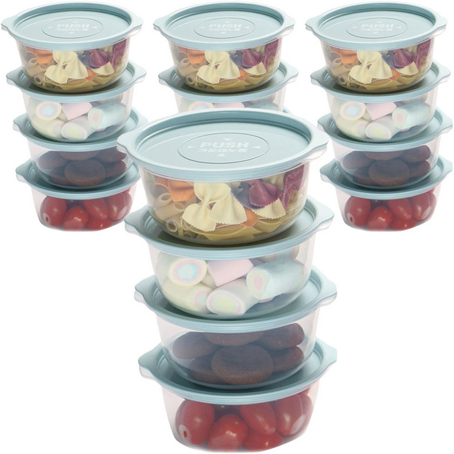 쿡앤밥 전자렌지용 냉장냉동 밥보관용기 세트 투명 + 스카이블루 6호 650ml, 2세트, 밀폐용기 8p