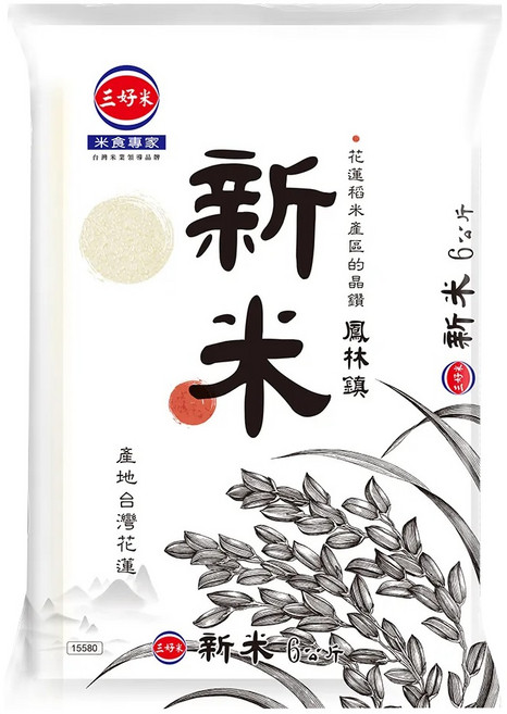 三好米 新米 花蓮鳳林鎮產區, 6kg, 1包, CNS二等