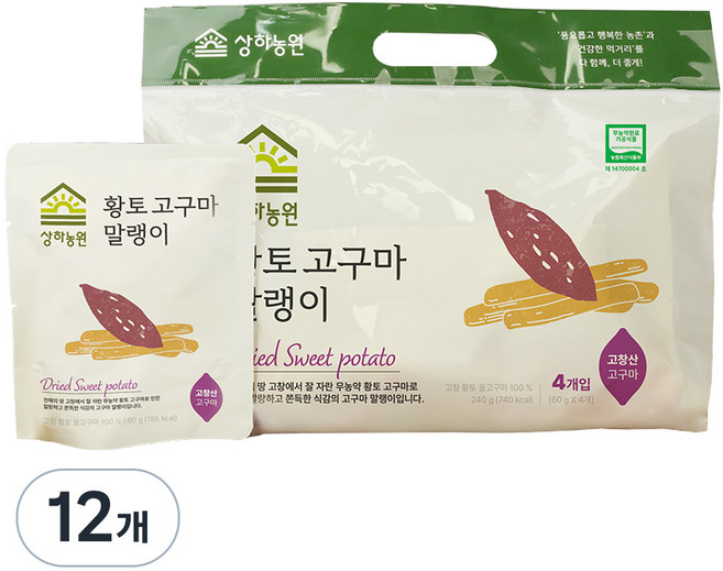 상하농원 고창 황토고구마 말랭이, 60g, 12개