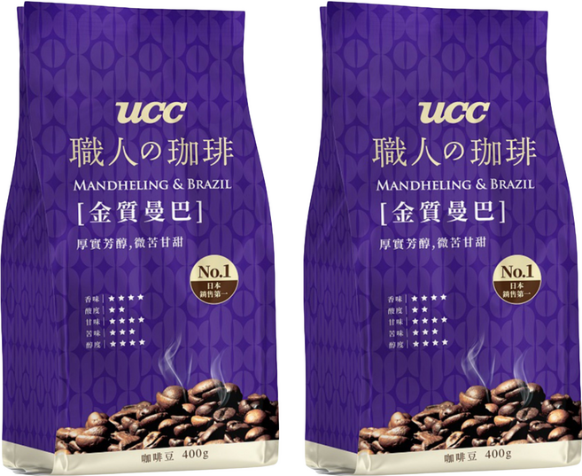 ucc 職人的珈琲 金質經典咖啡豆, 咖啡豆(無研磨), 400g, 2包
