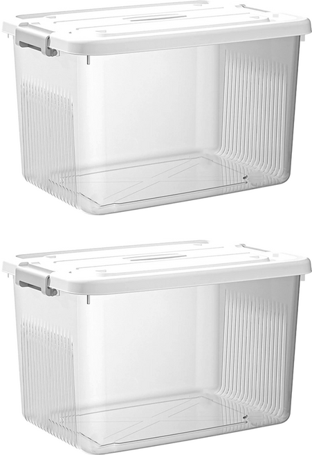 BangJiaShi 幫家適 掀蓋式透明收納箱, 透白, 2個