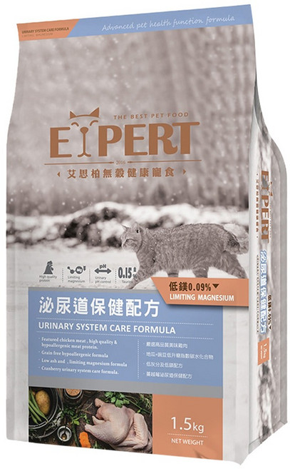 福壽實業 EXPERT 艾思柏 無穀貓食 泌尿道照護配方, 雞肉, 1.5kg, 1袋