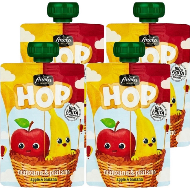 아넬라 호프 과일 퓨레, 100g, 4개, 혼합맛(사과/바나나)