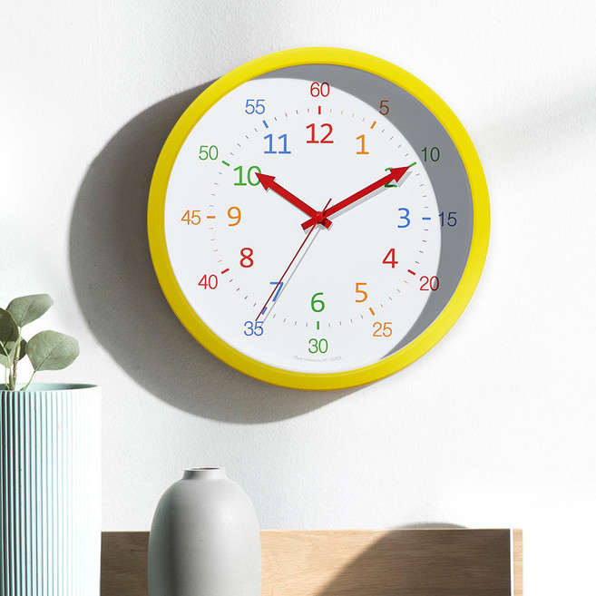 에이치씨클락 베이직 무소음 벽시계 C형 30cm, 옐로우