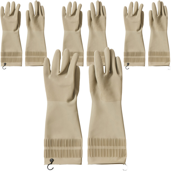 JAJU 고무장갑 36cm, 라이트베이지, FREE(one size), 4세트