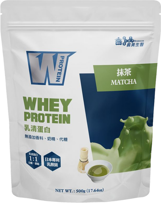 義美生醫 W PROTEIN 乳清蛋白飲 抹茶口味, 500g, 1包