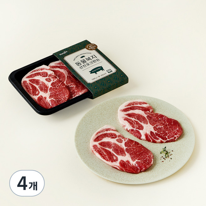 선진포크한돈 동물복지 목심 구이용(냉장), 500g, 4개