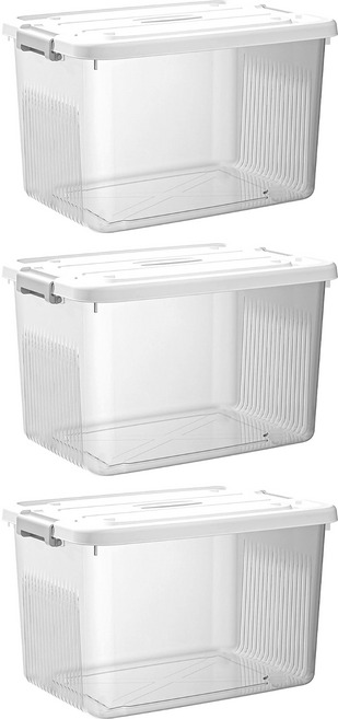 BangJiaShi 幫家適 掀蓋式透明收納箱, 透白, 3個