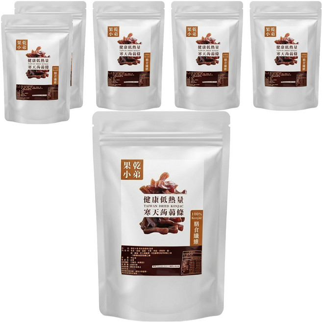 果乾小弟 寒天蒟蒻條 Q彈咀嚼力 增加飽足感 膳食纖維 高纖 全素可用 喝茶 喝酒必備 低熱量, 90g, 6包