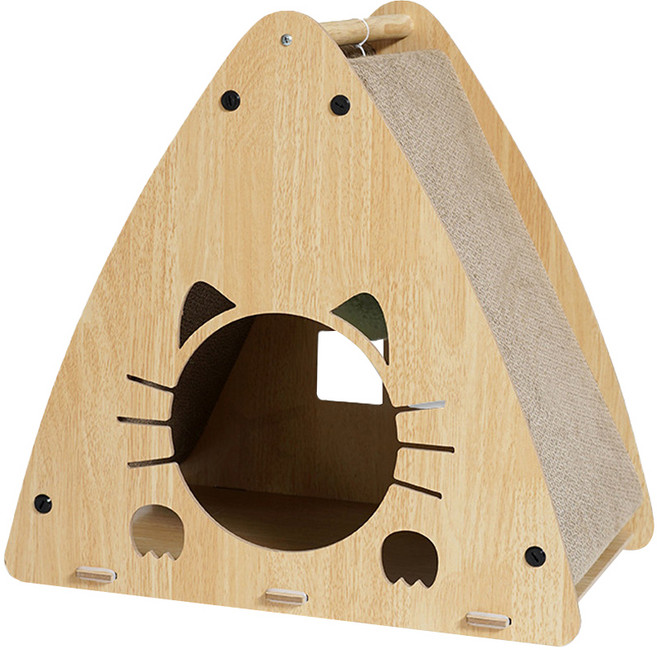 T.N.A. 悠遊 迷你貓頭三角窩 瓦楞紙貓窩 密度板材質, 迷你貓頭 米色, 1個