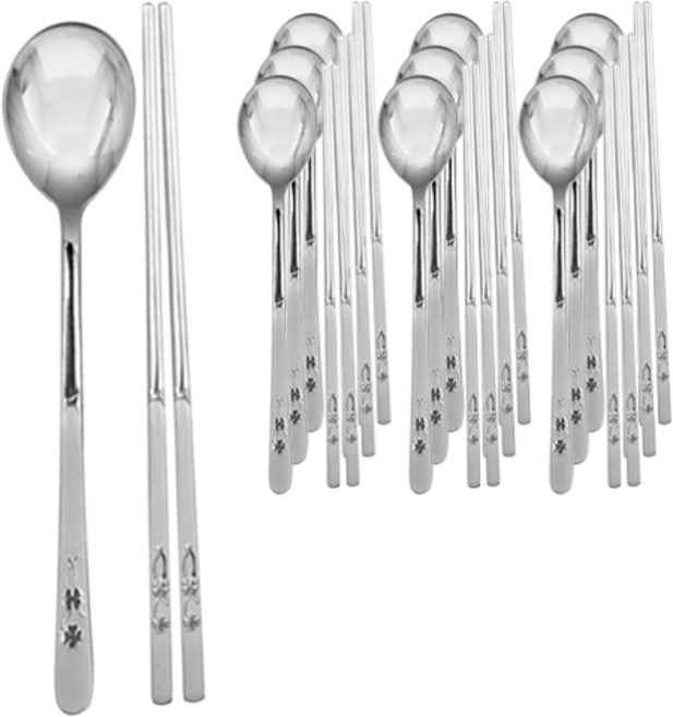 키친아트 클로버 샌딩 수저세트 벌크형, 숟가락 + 젓가락, 10세트