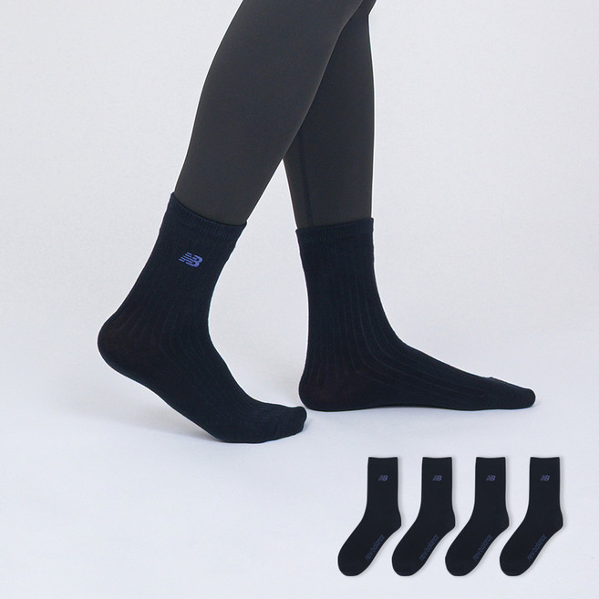 New Balance 男款基本刺繡Logo羅紋中筒襪 4雙