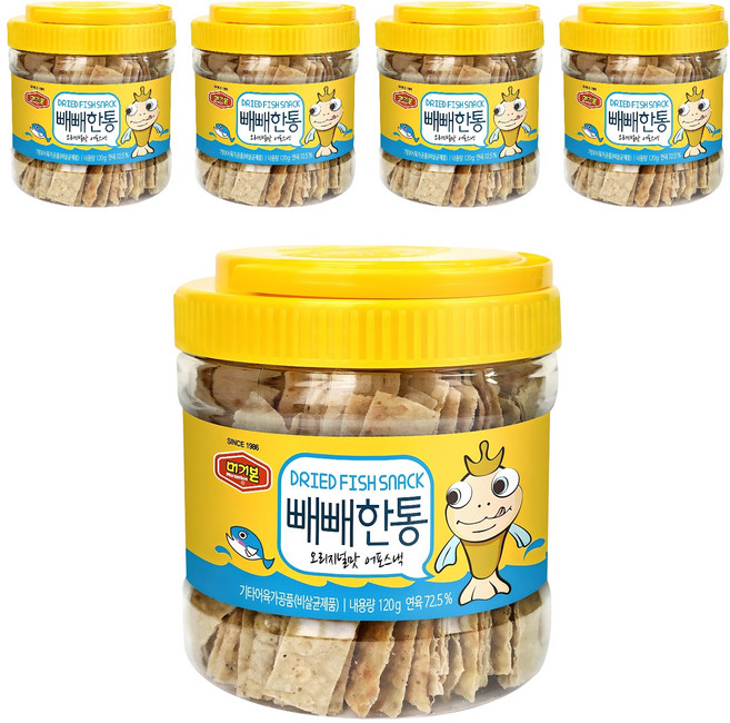 머거본 빼빼한통 오리지널맛 어포스낵, 120g, 5개