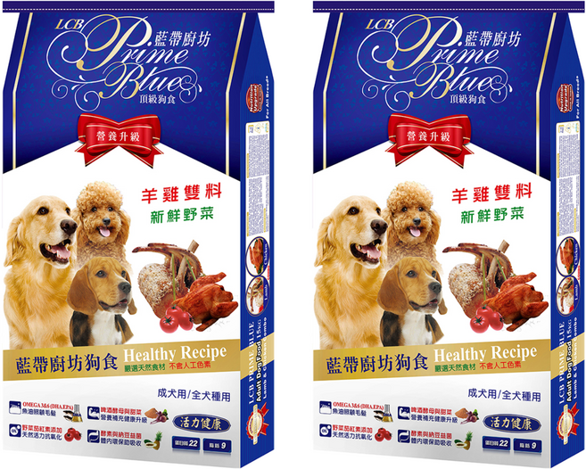 LCB 藍帶廚坊 成犬/全犬種用 羊雞雙寶 乾飼料 添加野菜茄紅素 天然活力抗氧化, 15kg, 2袋
