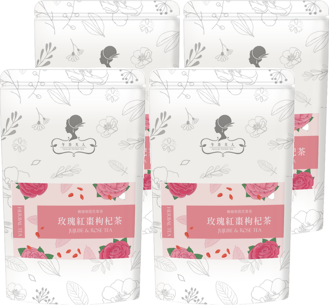 午茶夫人 玫瑰紅棗枸杞茶 Set 10包 養生美容 無咖啡因, 4g, 4袋