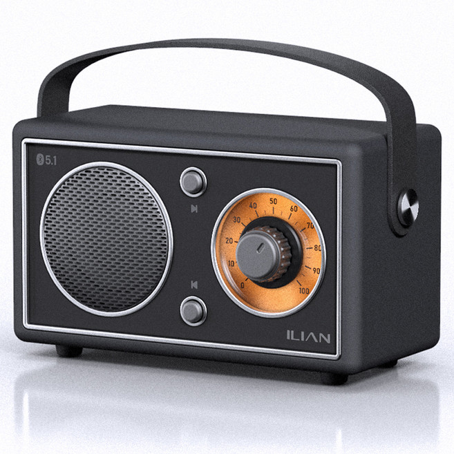 일리안 휴대용 블루투스 스피커 라디오 IS 50, BLACK