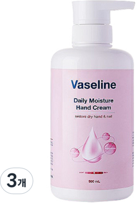 바세린 데일리 모이스처 핸드크림, 500ml, 3개