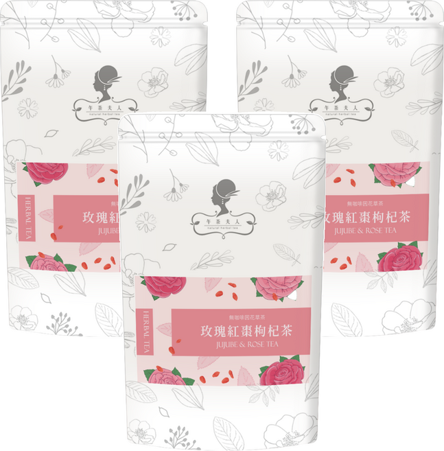 午茶夫人 玫瑰紅棗枸杞茶 Set 10包 養生美容 無咖啡因, 4g, 3袋