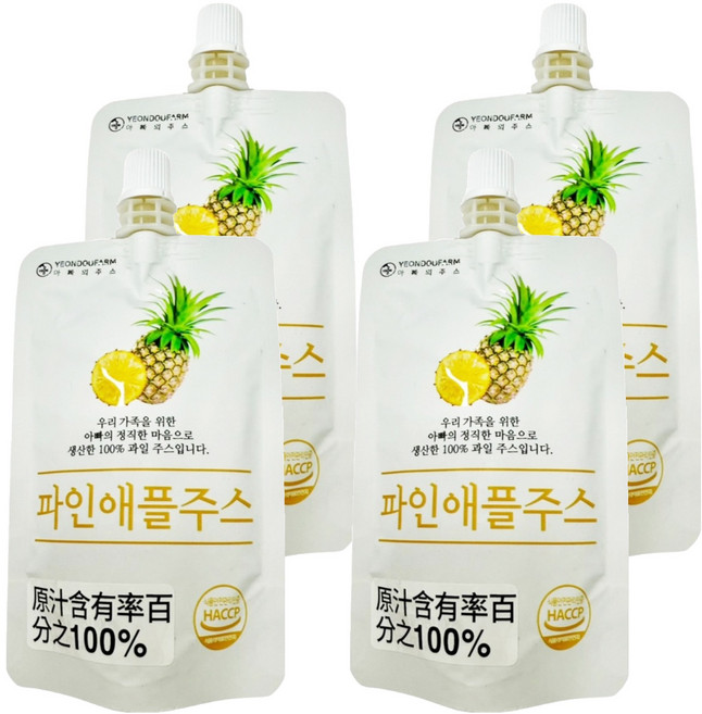 YEONDOOFARM 鳳梨汁, 100ml, 4個