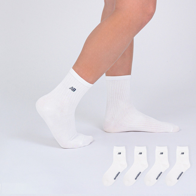 뉴발란스 남성용 베이직 자수 중목 골지양말 4켤레