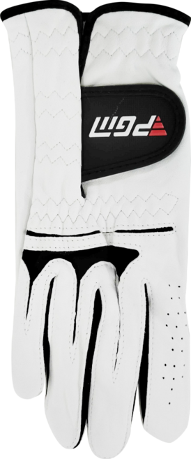 PGM Golf 男款高爾夫羊皮手套 右手 ST002 舒適透氣 提升握桿穩定性, 白色 + 黑色, 1個