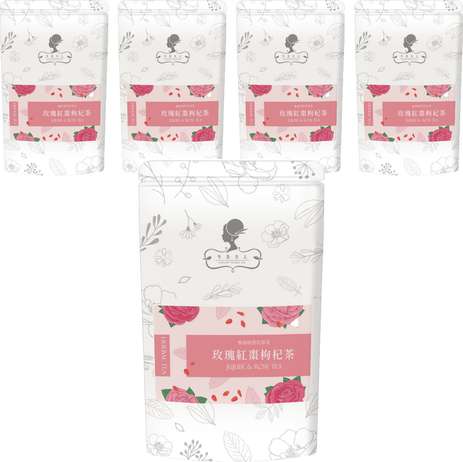 午茶夫人 玫瑰紅棗枸杞茶 Set 10包 養生美容 無咖啡因, 4g, 5袋