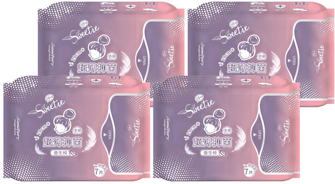 Sweetie 舒芯 超薄抑菌衛生棉 夜用型, 29cm, 7片, 4包