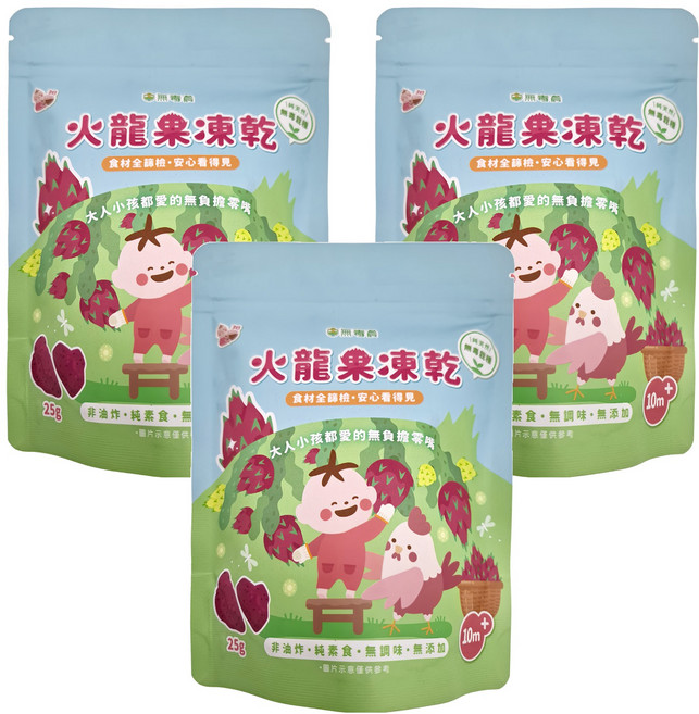 粥寶寶 火龍果凍乾, 25g, 3包