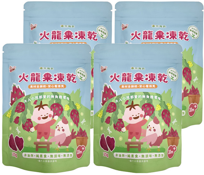 粥寶寶 火龍果凍乾, 25g, 4包
