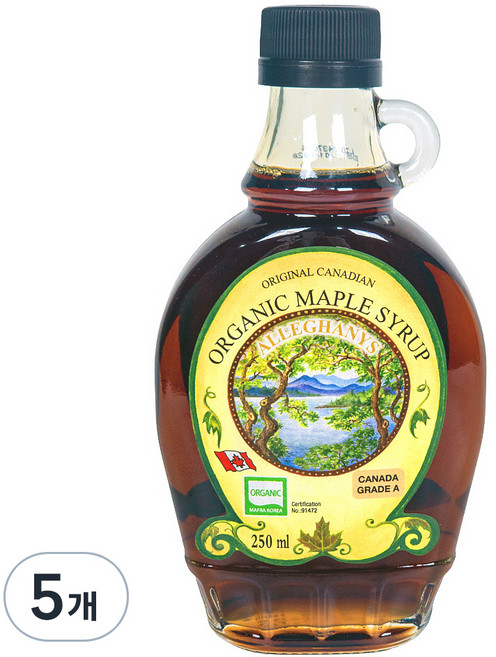 알레가니 유기농 메이플시럽, 250ml, 5개
