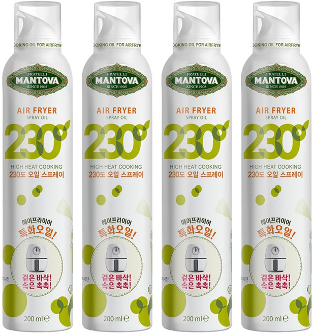 만토바 230도 오일 스프레이, 200ml, 4개