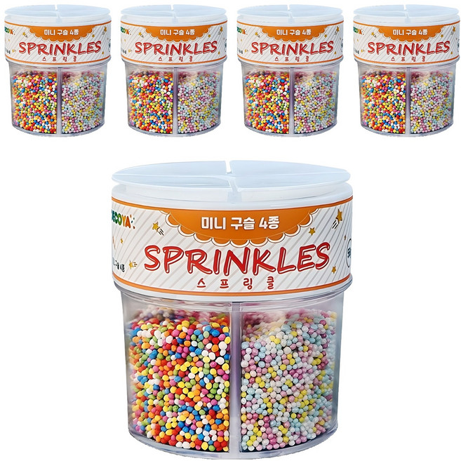 Ahome Baking Deco Sprinkle Mini Beads 4 件套, 5組, 56g