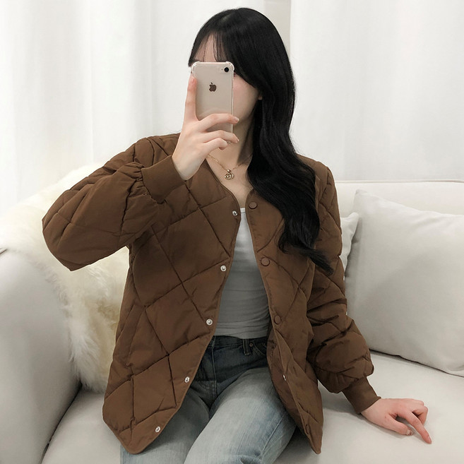 PEONIST 女款無領絎縫鋪棉輕量外套