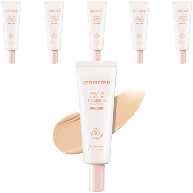 INNISFREE 日常防曬提亮霜 米色 SPF50+ PA++++, 6個, 50ml