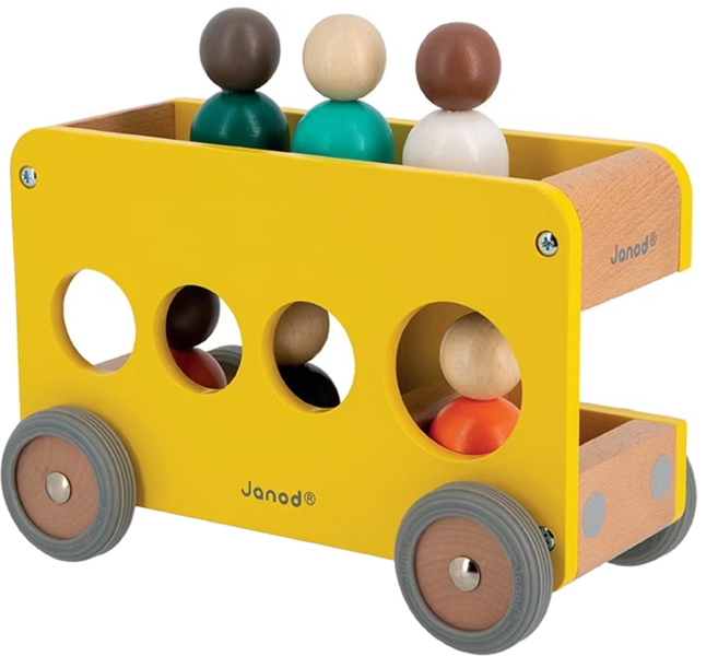 Janod 城市冒險 木製玩具, 雙層巴士 黃色, 1個