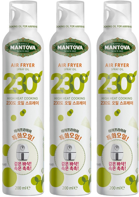 만토바 230도 오일 스프레이, 200ml, 3개