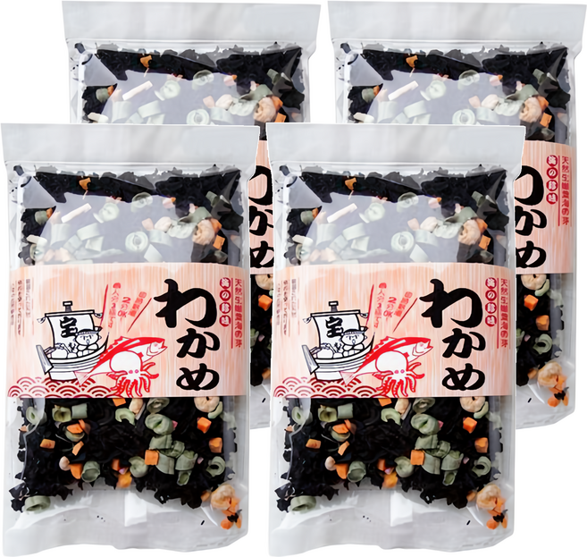 味榮 海太郎 海的珍味海帶芽 添加蝦米蟹棒 煮湯、炒菜、涼拌皆佳, 70g, 4包