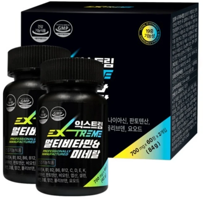 익스트림 멀티비타민 미네랄 42g, 60정, 2개 - 쿠팡
