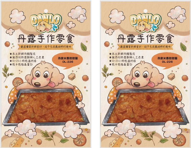DANLO 丹露 犬用 手作肉乾零食, 燕麥米香甜甜圈, 100g, 2包
