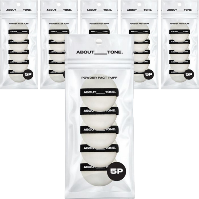 어바웃톤 파우더 팩트 퍼프 5p, 블랙, 6개