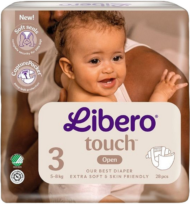 Libero 麗貝樂 Touch 嬰兒黏貼型尿布 5~8kg, S, 28片