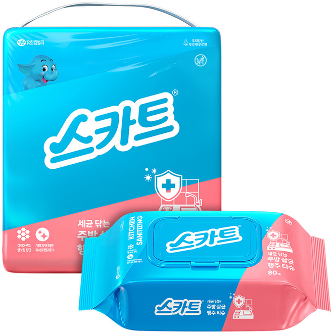 스카트 주방살균 행주티슈, 80개입, 6개