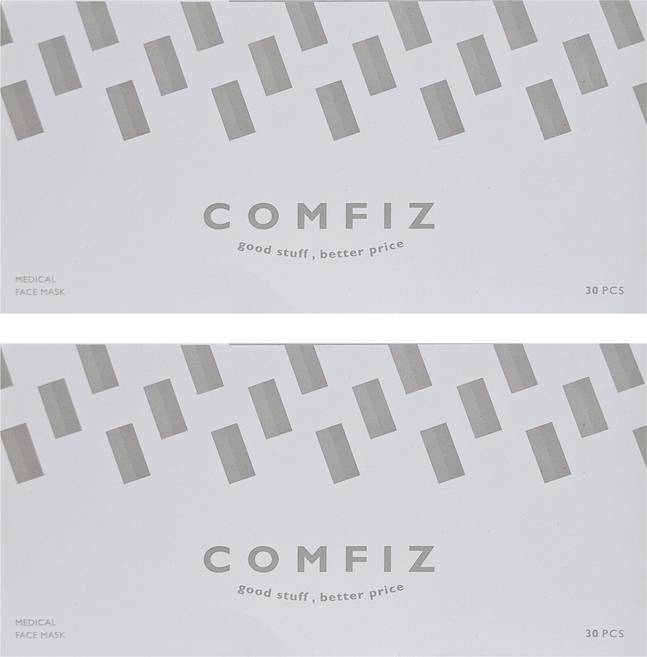 COMFIZ 康菲 平面醫療口罩 未滅菌 17.5 x 9.5cm, 30片, 2盒, 雪狐銀