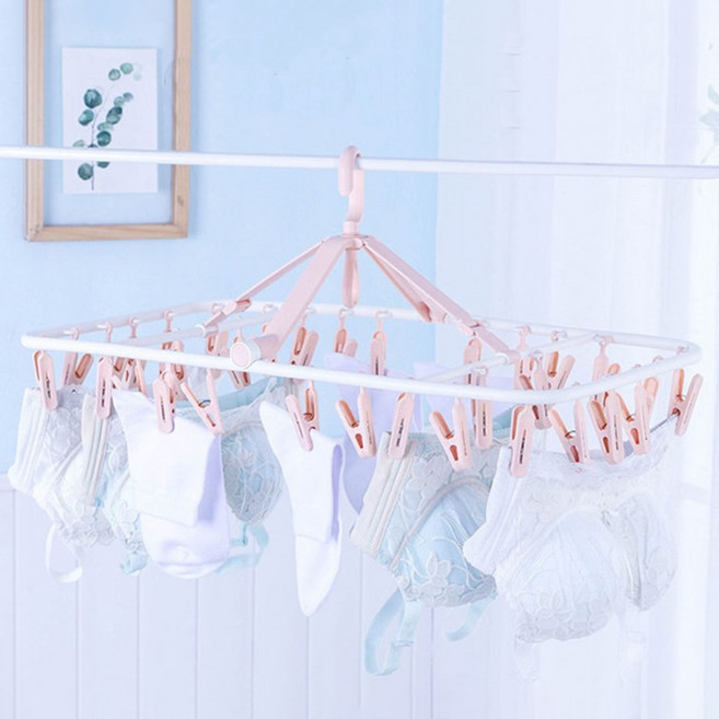 더자카 파스텔컬러플 사각 건조대, 핑크, 1개