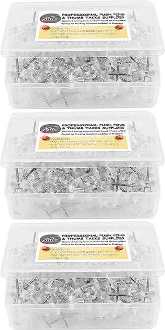 Yalis 透明頭圖釘 大頭針 針長1cm, 100個, 3盒