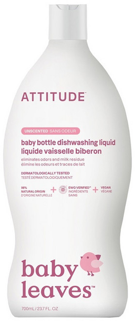 ATTITUDE 艾特優 嬰幼兒奶瓶餐具洗潔精, 700ml, 1瓶