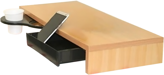 多功能螢幕桌上架 附抽屜 + 飲料架 53.5 x 24 x 8cm, 胡桃色